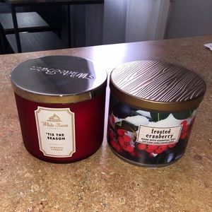 Two bath and body works holiday 3 wick candles